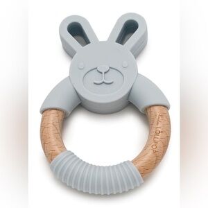 Bunny Silicone and Wood Teething Ring